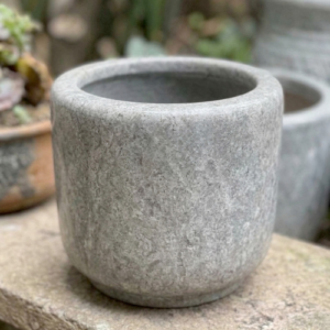 Maceta de Barro con Pintura Gris Moteada